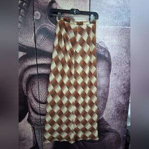 Elegant Brown and Cream Maxi Skirt